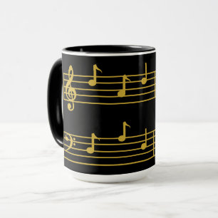 TAZA MÚSICA DE ORO NEGRO NOTA DE PADRE DE TREBLE BASF C