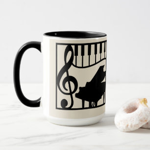 Taza Música elegante Tecla de piano Clave Nota Con esti
