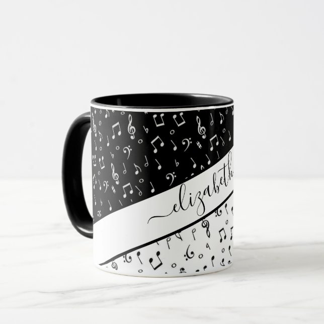 Taza Música en blanco y negro personalizada (Anverso izquierdo)