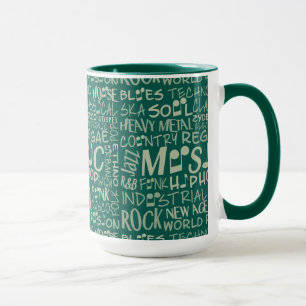 Taza Música Géneros Word Collage mugs