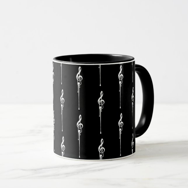 Taza Música Motif Melding Treble Clef White y Black (Anverso derecho)