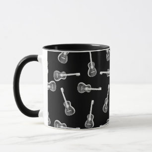 Taza Música negra y blanca del diseño de las guitarra