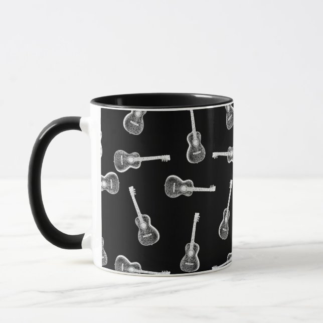 Taza Música negra y blanca del diseño de las guitarras (Izquierda)
