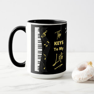 Taza Música Piano Teclado Jugadores Diversión Notas M