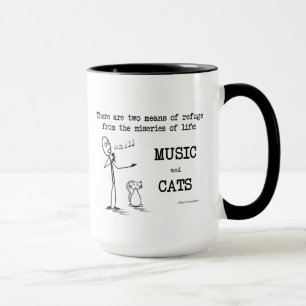 Taza Música y gatos - cita de Schweitzer