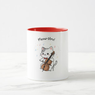 Taza Músico de Cello Adorable Gato