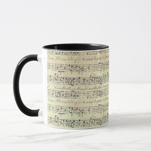 Taza Músico del tema musical del patrón de nota musical (Izquierda)