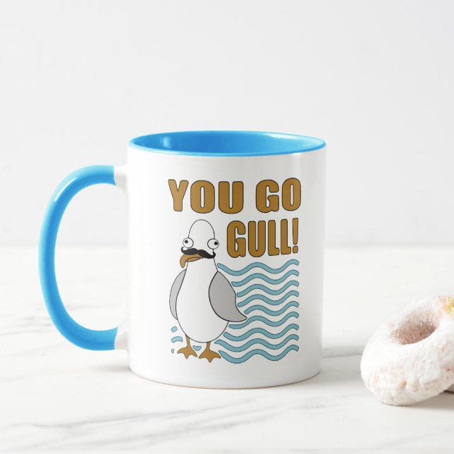 Taza Mustache Seagull You Go Gull (Con donut)