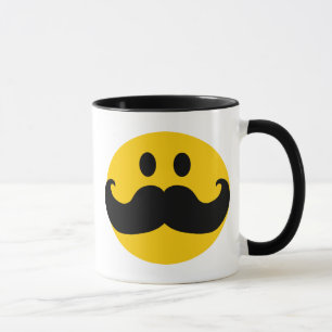 Taza Mustache Yellow Happy Face