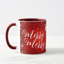 Taza Muy Feliz Árbol navideño rojo Personalizado caligr