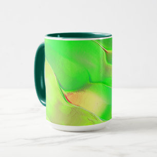 Taza Muy poco esculpido en verde vivo y envejecido