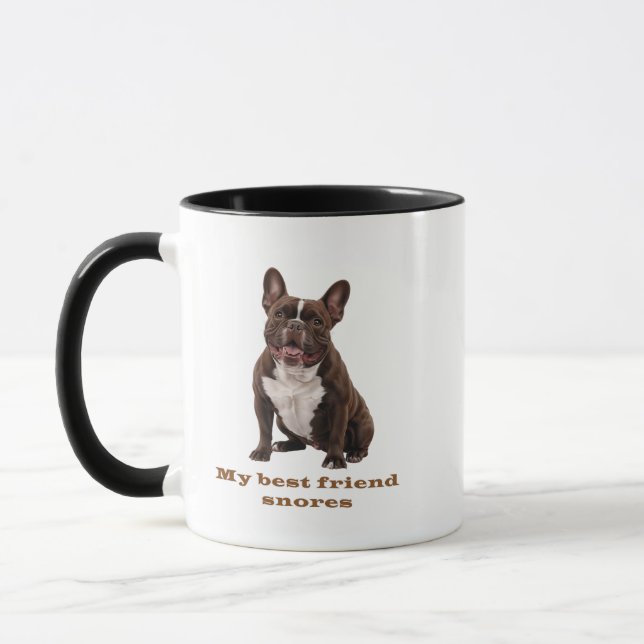 Taza My Best Friend Snores – French Bulldog Brown Mug (Izquierda)