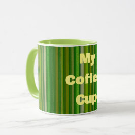 Taza My Coffee Cup Green Striped Retro Mug