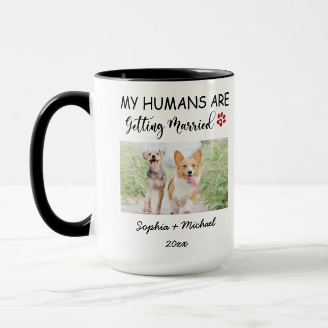 Taza My Humans Are Getting Married – Custom Pet Photo (Izquierda)