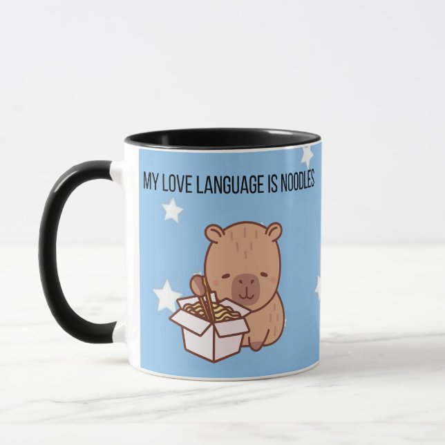 Taza My Love Language Is Noodles | Kawaii Capybara Coff (Izquierda)