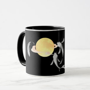 Taza Mystic Koi & Golden Moon - Elegante Ar japonés Zen