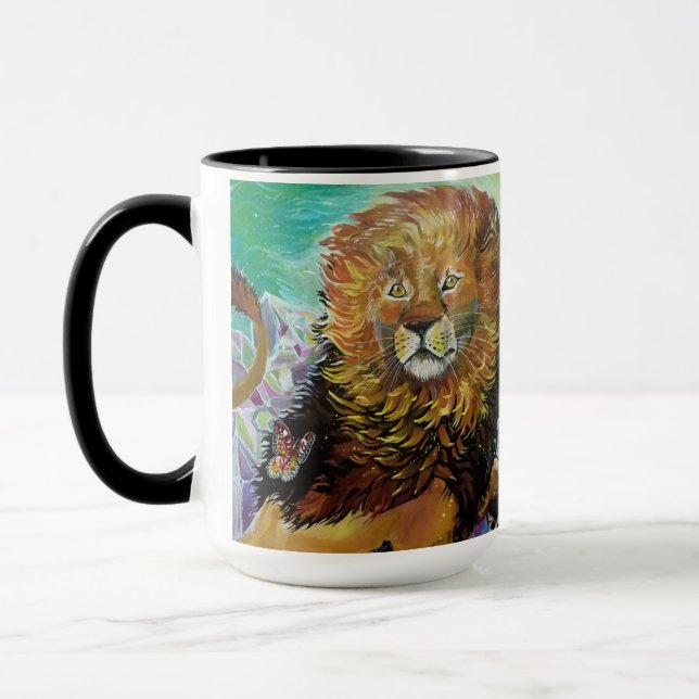 Taza Mystical Crystal Lion Pintando "Nuevos mundos" (Izquierda)