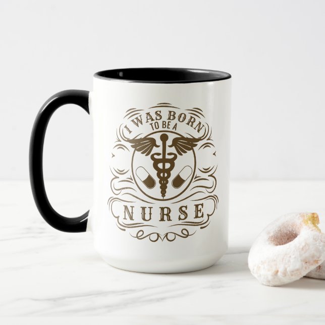 Taza Nací Para Ser Enfermero (Con donut)