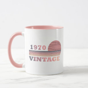 Taza Nacida en 1970 regalo de cumpleaños vintage elegan