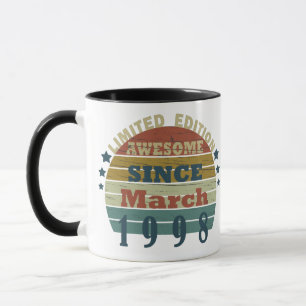 Taza Nacido en marzo de 1998 regalo de cumpleaños estil