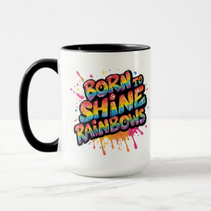 Taza Nacido para Brillar Arcoíris - Colorido Inspirador