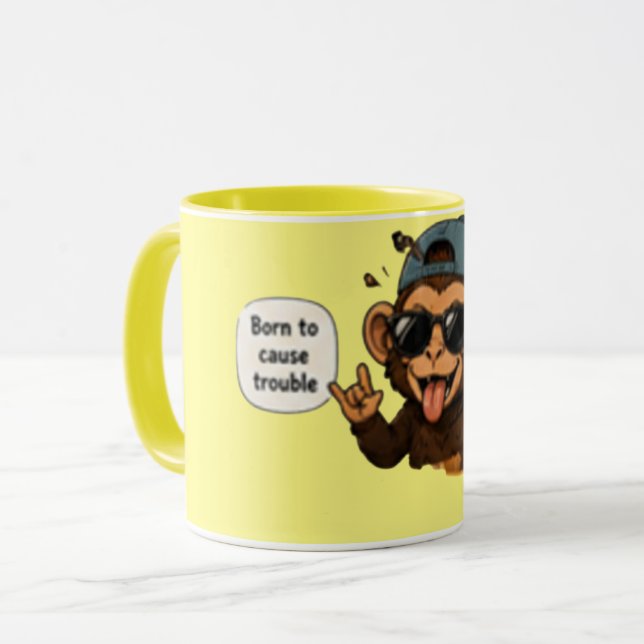 Taza Nacido para Causar Problemas | Café Sarcástico Div (Anverso izquierdo)