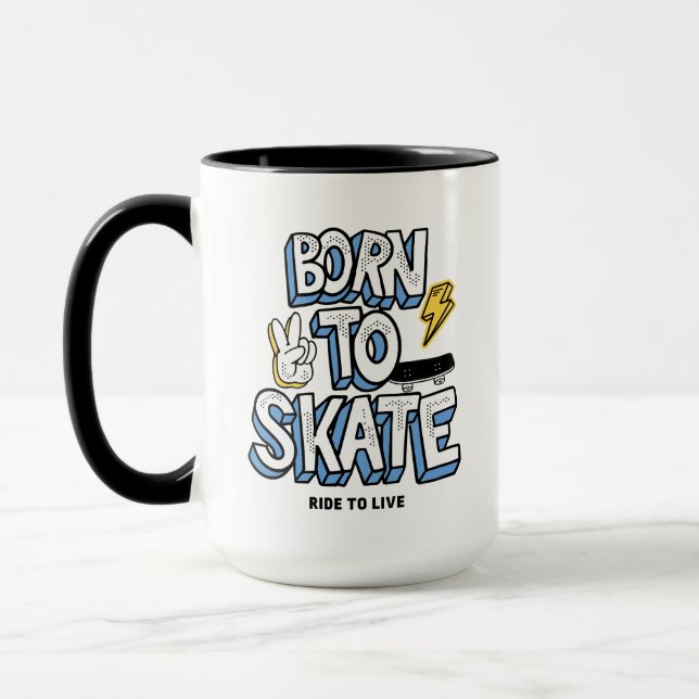 Taza Nacido para patinar en bicicleta para vivir (Izquierda)