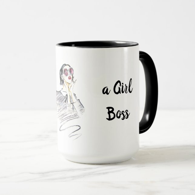 Taza Nacido para ser Chica Jefe Ringer 15oz (Anverso derecho)