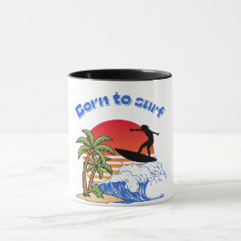 Taza Nacido para surfear surfista retro atardecer