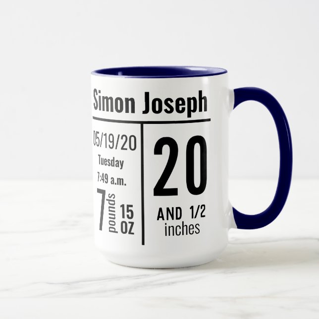 Taza Nacimiento de foto de niño bebé, estado simple mod (Derecha)