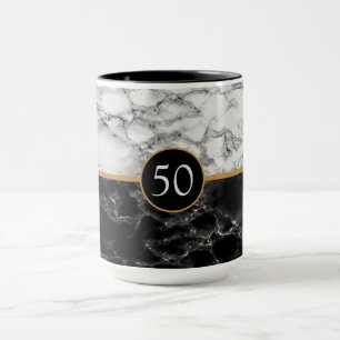 Taza Nacimiento de mármol blanco negro - Mug de anivers