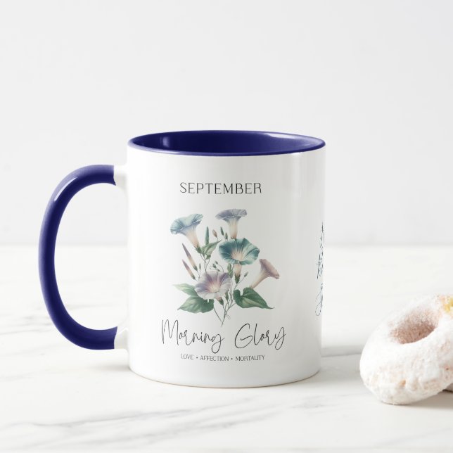 Taza Nacimiento de septiembre Flor Regalo de Gloria (Con donut)
