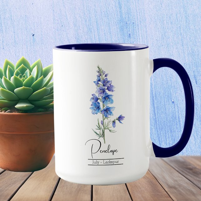 Taza Nacimiento Mes Flor Julio Larkspur (Subido por el creador)