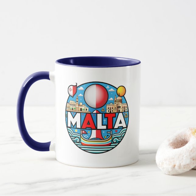 Taza Nación de las Islas del Mediterráneo de Malta (Con donut)