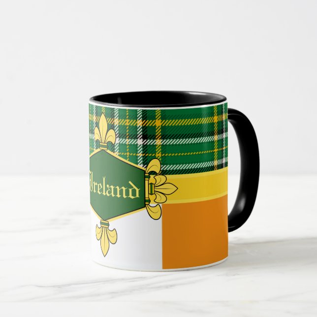 Taza Nacional de Irlanda Tartán, bandera, Personalizar  (Anverso derecho)