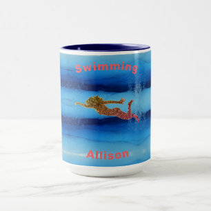Taza Nadando Bajo El Agua Esparkly Nadador
