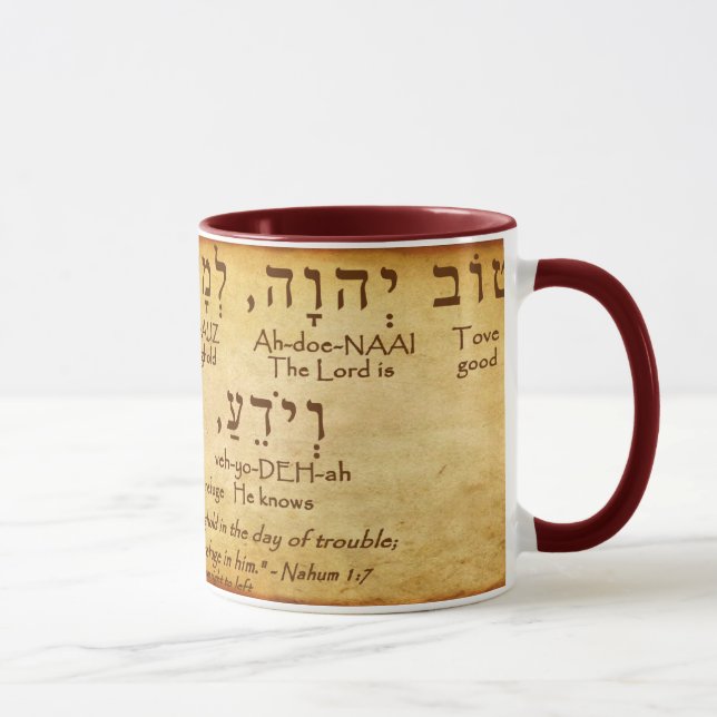 TAZA NAHUM 1:7 HEBREW MUG (Derecha)