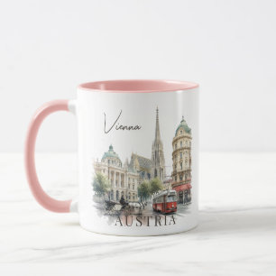 Taza Name Vintage Watercolor Vienna Austria
