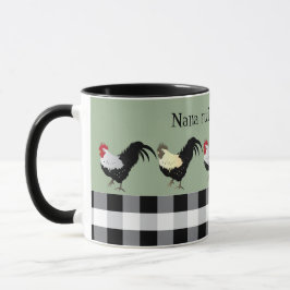 Taza Nana Rule's the Roost Rooster Black White Name
