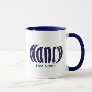 Taza "Nancy" personalizada en Hunter Green y Navy Blue