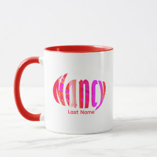 Taza "Nancy" personalizada en rosa rojo vibrante, Naran