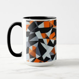 Taza Naranja abstracto y arte geométrico negro