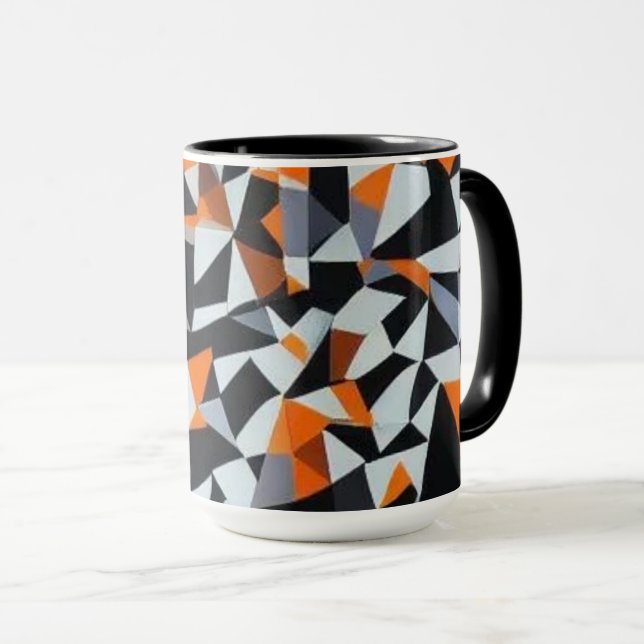 Taza Naranja abstracto y arte geométrico negro (Anverso derecho)