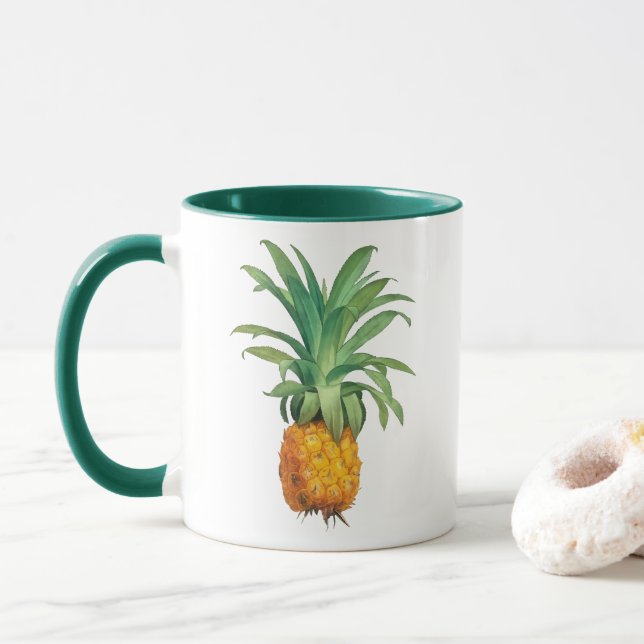 Taza Naranja amarillo piña verde (Con donut)