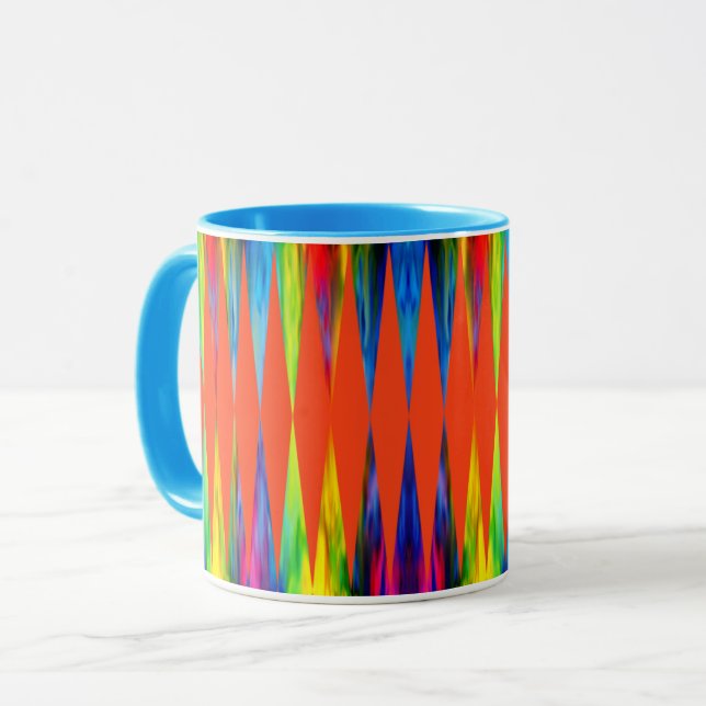 Taza [Naranja ardiente geométrico del Harlequin de la (Anverso izquierdo)