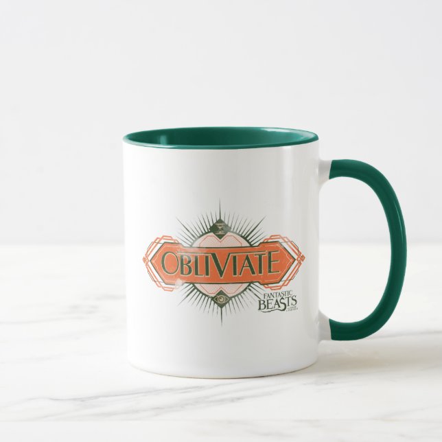 Taza Naranja Art Deco Obliviate Spell Graphic (Derecha)