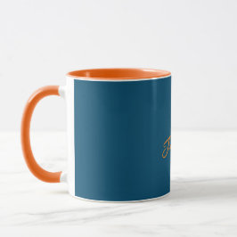 Taza Naranja audaz y música Verde azulada personalizada