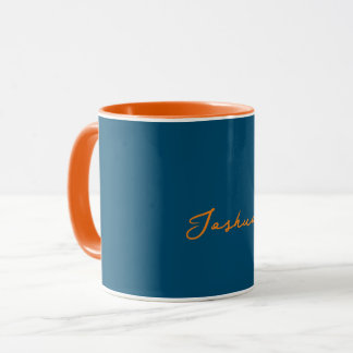 Taza Naranja audaz y música Verde azulada personalizada