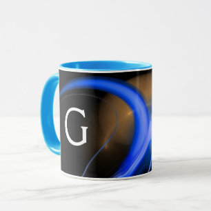 Taza NARANJA azul ALIEN PEARL Fractales negros