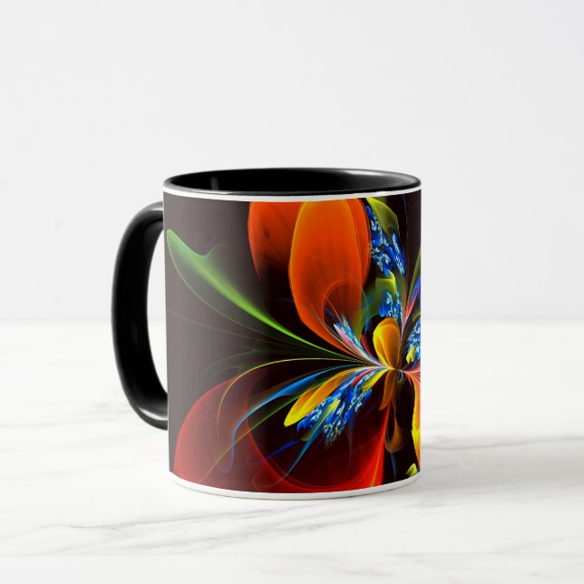 Taza Naranja azul Floral Moderno Resumen Patrón de arte (Anverso izquierdo)